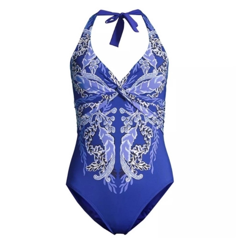 Lilly Pulitzer Renata Halter One Piece Swimsuit NWT Cobalt Blue Floral Size 6